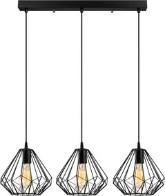 Berceste függőlámpa 3x, fekete