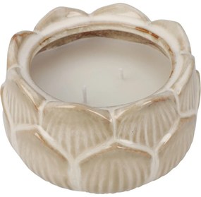 Gyertya porcelán virágos csészében 12 x 7,8 cm, bézs