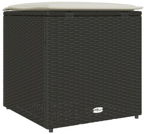 Kültéri Tároló Doboz Fekete és Krém Rattan, Poliészter 80 cm