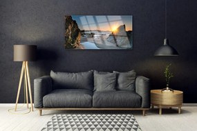 Akrilkép Rock Beach Sun Landscape 100x50 cm