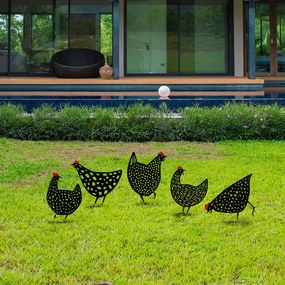Chickens fém kerti dísztárgy, 28×26 cm