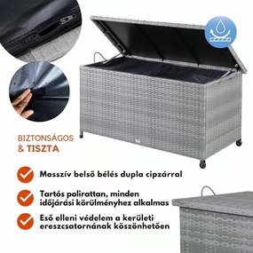 RICCO polyrattan tárolódoboz, 117x53x60cm, szürke Casaria
