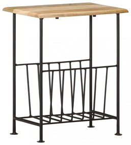 vidaXL tömör mangófa és acél újságtartó 40 x 30 x 50 cm