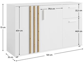 TOLIS 3D1S komód, fehér