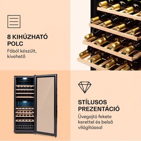 Klarstein Barossa 54 Duo, borhűtő, 148 liter,2 zóna, 54 palack, érintőképernyő