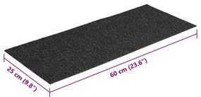 15 db antracit négyszögletes öntapadó lépcsőszőnyeg 60 x 25 cm