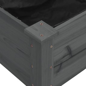 szürke tömör fenyőfa kerti magaságyás béléssel 120x60x25 cm