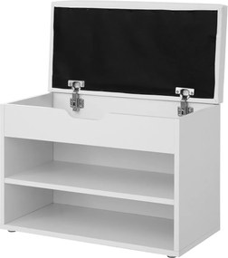 Cipőpad, cipőtartó összecsukható párnázott üléssel, fehér