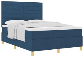 Box Spring Ágy Matrac Kék 140x190 cm Szövet