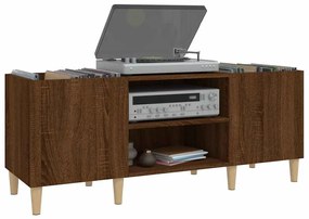 barna tölgyszínű szerelt fa hanglemezszekrény 121x38x48 cm