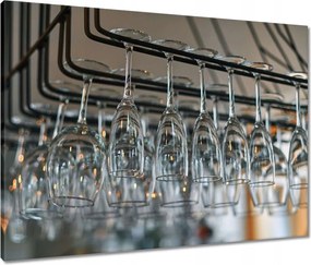 Vászonkép 80x60 Lógó poharak a bárban