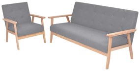2 részes világosszürke szövet kanapészett