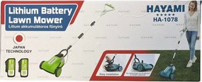 HAYAMI HA-1078 fűnyíró + 2x akkumulátor + tartozékok