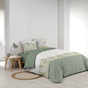 Fehér-zöld kétszemélyes-hosszabbított pamut ágyneműhuzat 240x220 cm Poetine – douceur d'intérieur