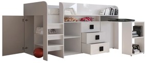 Kombinált gyerekágy 90 cm Toreno 1 (fehér + fényes fehér + szürke fényes foganytúk). 1083311