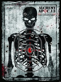 Vinyl fotótapéta 184x254 Katonaság Csontváz a lőtéren +ragasztó