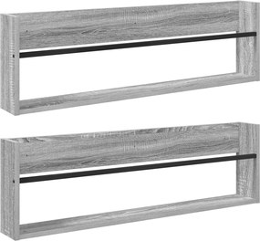 vidaXL Magazin állvány 2 pcs Szürke Sonoma 100 x 12 x 30 cm Faanyag