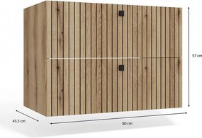Aldabra TIGO 80 2S fürdőszoba fali mosdószekrény, 80x45.5x57 cm tölgy (mosdókagyló nélkül)