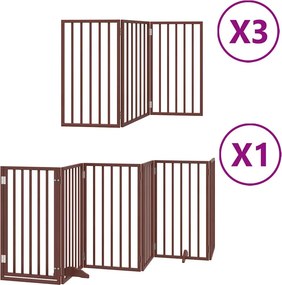 vidaXL barna nyárfa 15 paneles összecsukható kutyakapu ajtóval 750 cm