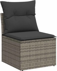 vidaXL szürke polyrattan karfa nélküli kerti kanapé párnával
