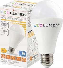 Led izzó E27 24W 2852lm=170W 210° CCD A65 Nincs villódzás Meleg 3000K