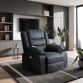 Elektromosan Vezérelhető Masszázsfunkciós Relaxfotel Fekete Színben. JASPER