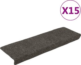 vidaXL 15 db öntapadós lépcsőszőnyeg 65 x 21 x 4 cm antracit téglalap alakú széllel