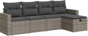 vidaXL 5 részes szürke polyrattan kerti ülőgarnitúra párnákkal