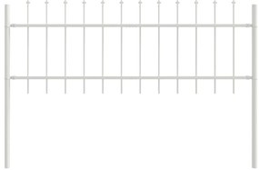 Kerti kerítés lándzsás tetejű, fehér, 10,2 x 0,6 m, acél