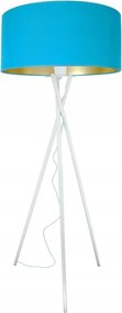 Modern állólámpa türkiz lámpabúra+arany közép LEDHáromlábú