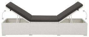 fehér polyrattan napozóágy fekete párnával