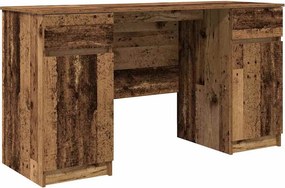 vidaXL Asztal fiókkal polcokkal Régi fa 140 x 49 x 76 cm Faanyag