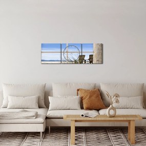 Kép - A strandra néző ablak (órával) (90x30 cm)