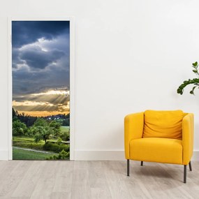 Fotótapéta ajtóra - Táj sugarakkal (95x205cm)