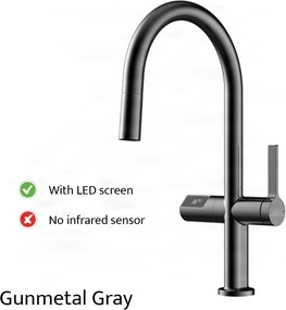 Konyhai csaptelep ELITE EDITION KSS1700 kihúzható zuhanyfejjel, LED-kijelzővel és érintésmentes érzékelővel, több színváltozatban — Szürke — Nem