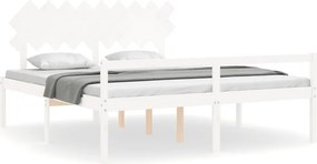 vidaXL fehér tömör fa ágy időseknek fejtámlával Super King Size