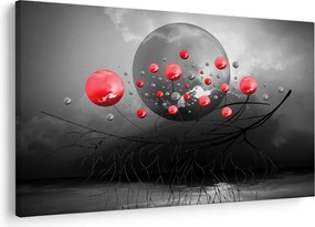 Piros absztrakt gömbök képe (90x60 cm)