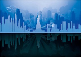 Fotótapéta New York felhőkarcolók Szabadság-szobor híd 250x175 +ragasztó