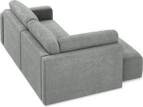 Szürke zsenília kinyitható-tárolóhelyes sarokkanapé (bal oldali-L alakú) Kona – Makamii