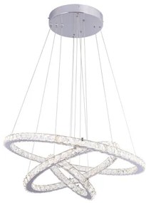 Globo 67037-76 Függeszték króm, K5 tisztaságú ólomkristályokkal. Karikák átmérője: 30 cm, 50 cm, 70 cm . Ø700, H:1200, tartozék: 1xLED 76W 230V, 110-3060lm választható színhőmérséklet: 3.000-4.000-6.000K
