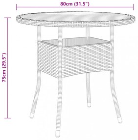 fekete akácfa és polyrattan kerti asztal Ø80 x 75 cm