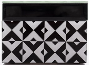 Vetrario design fekete-fehér pepita üveg ékszertartó doboz fekete béléssel 9x12x12cm