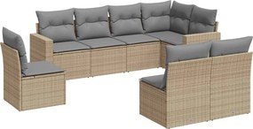 vidaXL 8 részes bézs polyrattan kerti ülőgarnitúra párnával