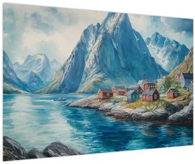 Kép - Norvég falu (90x60 cm)