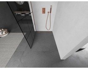 Mexen Kioto, Walk-In zuhanyparaván 120 x 200 cm, 8 mm átlátszó üveg fekete mintás, réz matt profil, 800-120-101-65-77