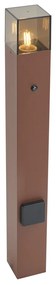 Ipari kültéri oszloplámpa rozsdabarna füstüveggel 70 cm alkonyatérzékelővel IP44 - Denmark