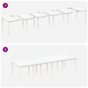 11 Darabos Kert Étkezőszett Fehér Poli Rattan, Kert Asztal Fehér 150x100x73 cm Poli Rattan, Kert Székek 2 db Fehér Poli Rattan, Kert Székek 4 db Fehér Poli Rattan