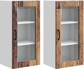 vidaXL Konyhaszekrény polcokkal 2 pcs Öreg fa 40 x 31 x 80 cm Faanyag