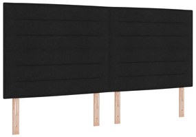 Rugós ágy matraccal és LED világítással, fekete, 200x200 cm, szövet