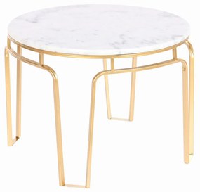 Modern kerek lerakó kisasztal arany fehér márvány